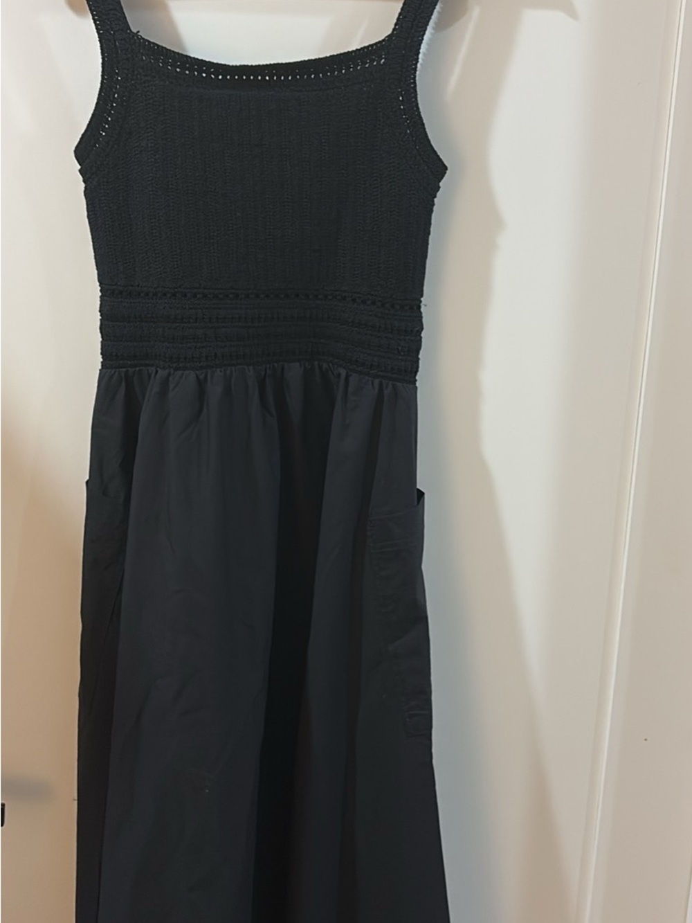Banana Republic summer Size M Black Smocked Tank Midi Dress - MSRP $250 - Picture 4 of 7